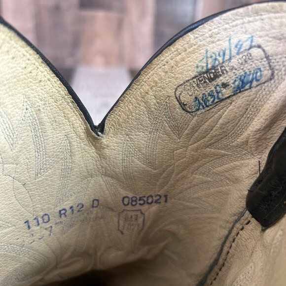 Dan Post 110R Vintage Classic Black Western Cowboy Boots Mens 12 D - Picture 7 of 12